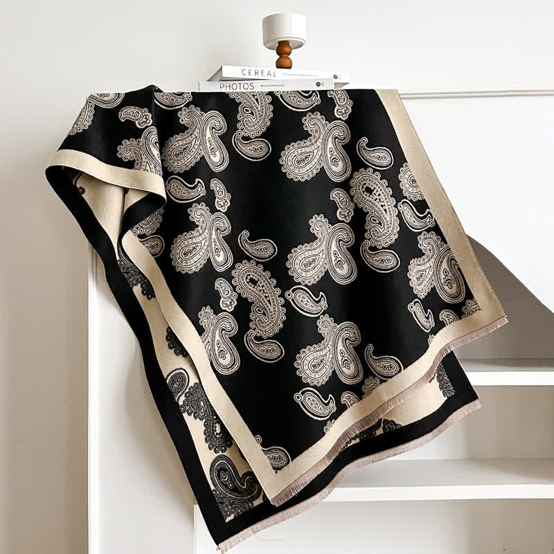 Intricate Paisley Pattern Double Sided Warm Scarf - Image 5
