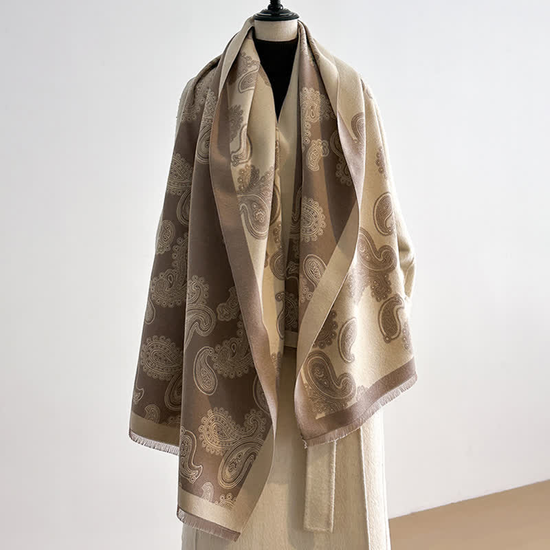 Intricate Paisley Pattern Double Sided Warm Scarf - Image 7