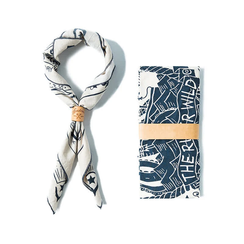Ivory Sailing Pattern Square Scarf Leather Scarf Buckle - Image 8