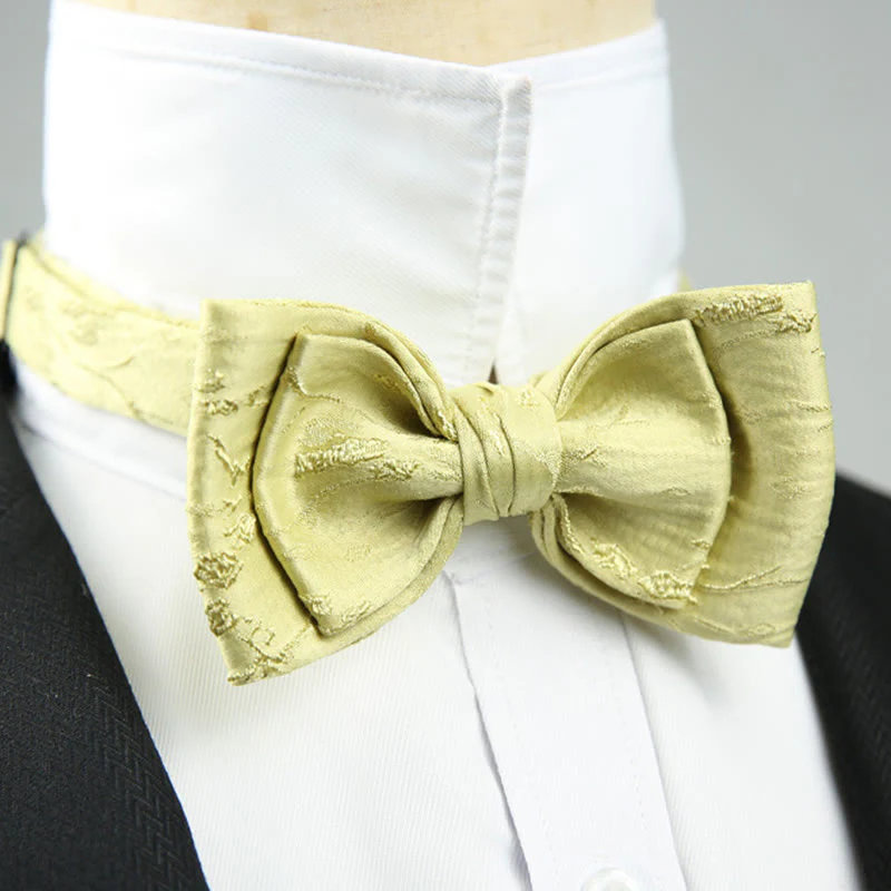 Jacquard Double Layer Pre-tied Adjustable Strap Bow Tie - Image 10