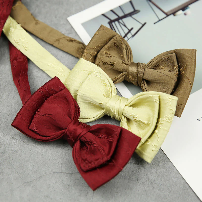 Jacquard Double Layer Pre-tied Adjustable Strap Bow Tie - Image 3