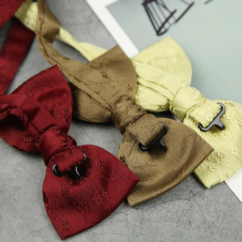 Jacquard Double Layer Pre-tied Adjustable Strap Bow Tie - Image 4