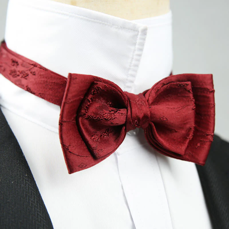 Jacquard Double Layer Pre-tied Adjustable Strap Bow Tie - Image 7