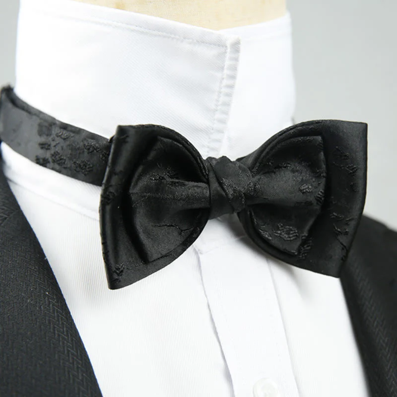 Jacquard Double Layer Pre-tied Adjustable Strap Bow Tie - Image 8