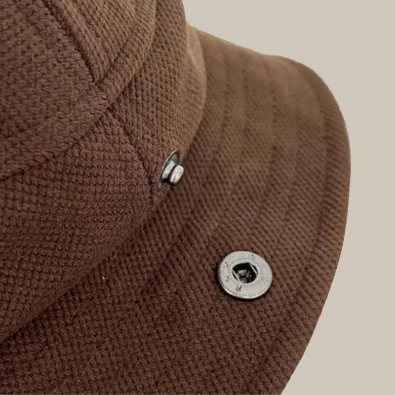 Keep Warm Brown Winter Flip Brim Fisherman Hat - Image 4