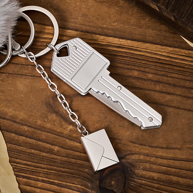 Key-Shaped Pocket Knife Customizable Envelope Keychain - Image 4