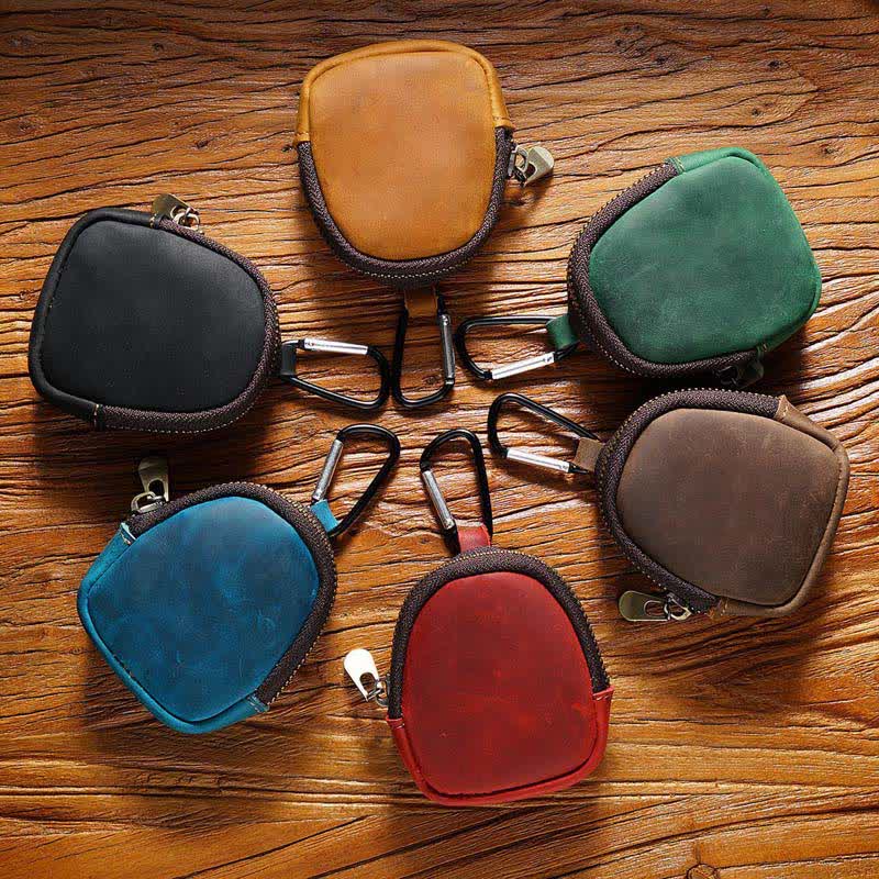Keychain Zipper Shell Coin Genuine Leather Bag - Image 2