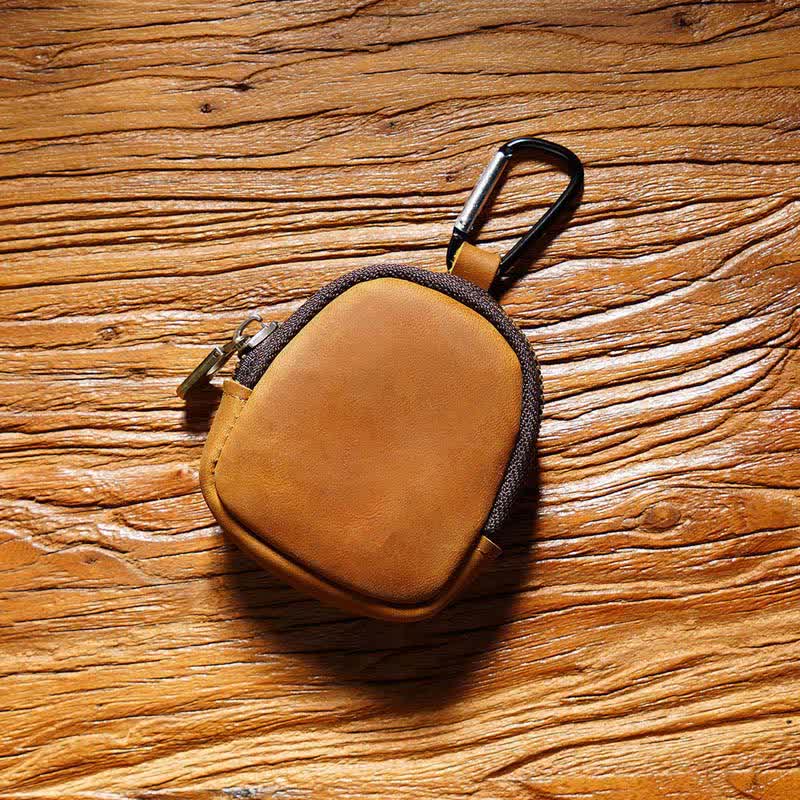 Keychain Zipper Shell Coin Genuine Leather Bag - Image 3
