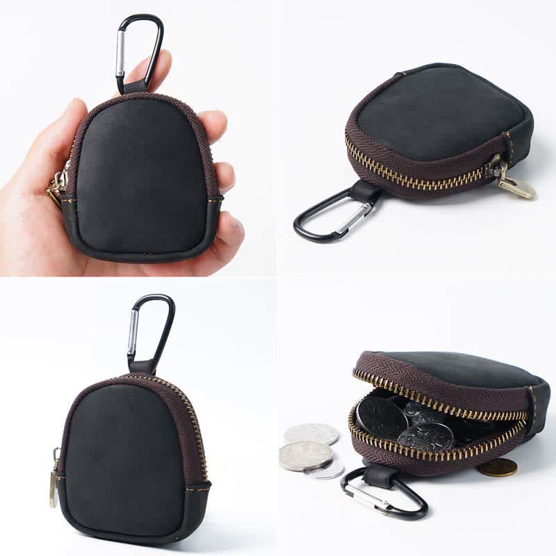 Keychain Zipper Shell Coin Genuine Leather Bag - Image 7