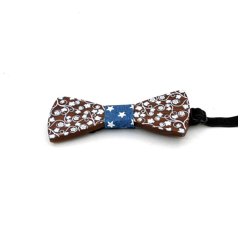 Kid Glorious Floral Printing Wooden Bow Tie - Image 4