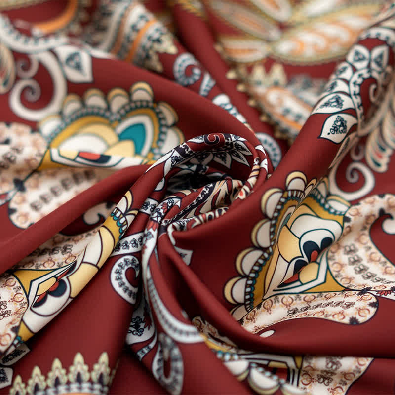 Large Elegant British Style Classical Paisley Printed Square Scarf - Image 4