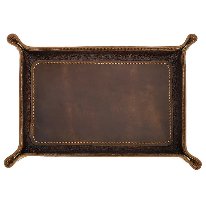 Large Rectangle Leather Custom Name Foldable Valet Tray - Image 8