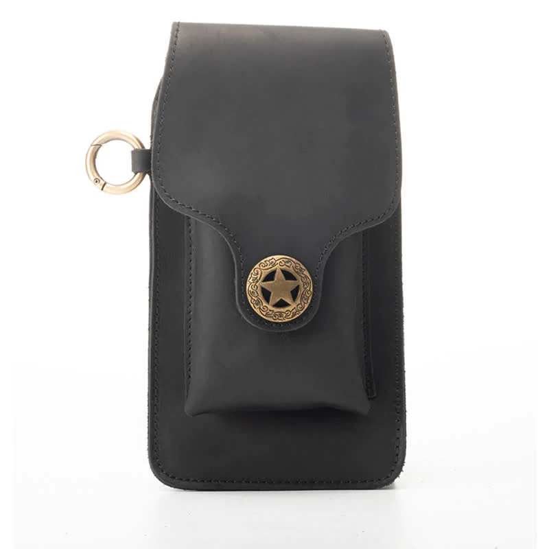 Leather Outdoor Magnetic Star Buckle Phone Belt Bag - Image 4