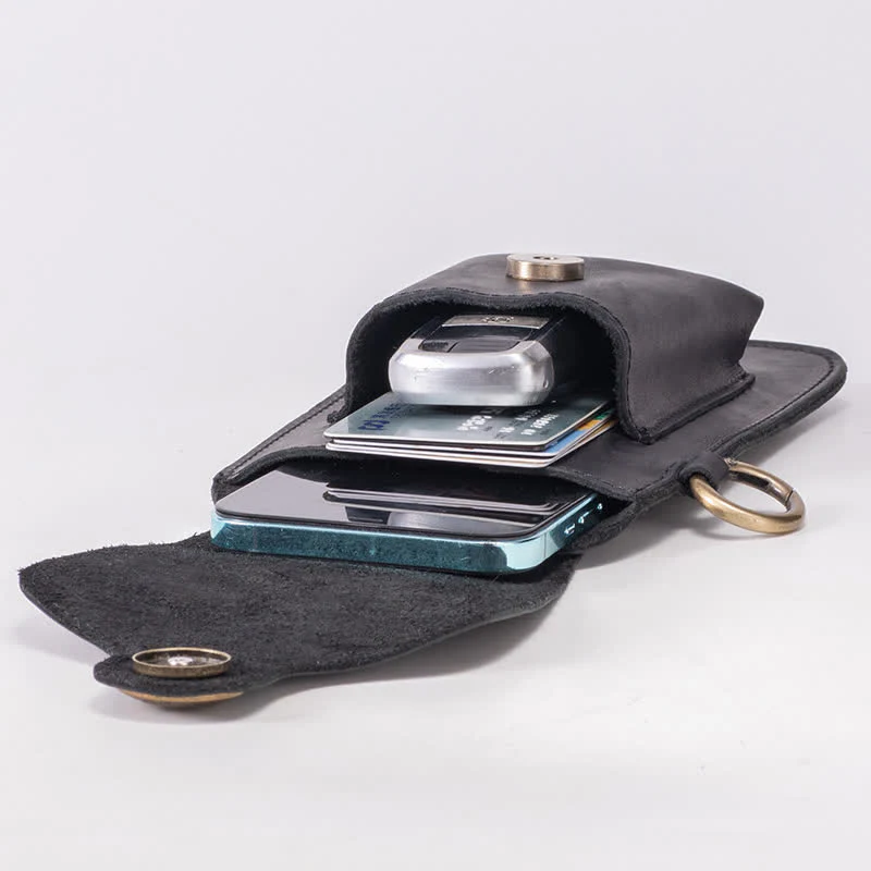 Leather Outdoor Magnetic Star Buckle Phone Belt Bag - Image 6