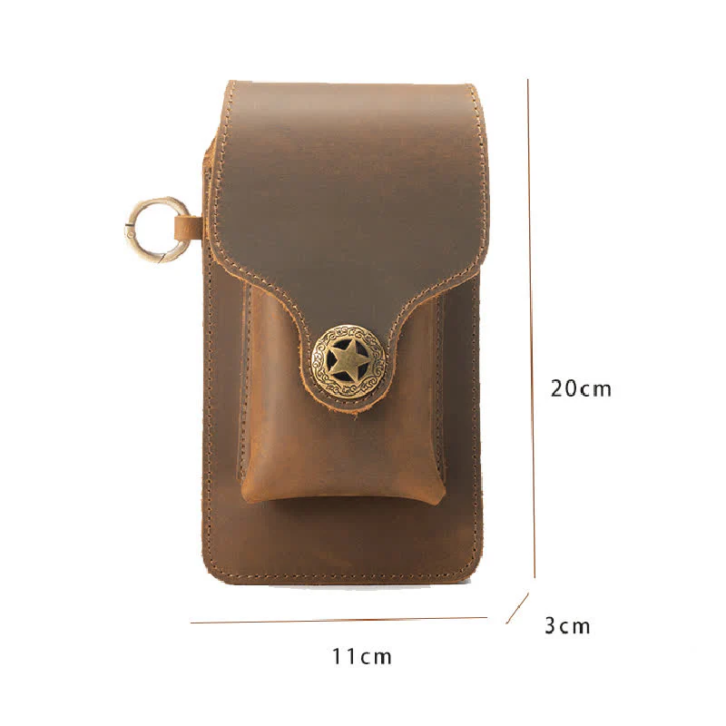 Leather Outdoor Magnetic Star Buckle Phone Belt Bag - Image 7