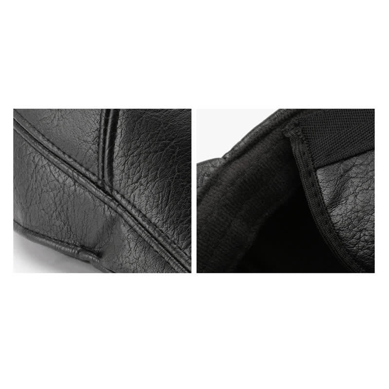 Leisure Style Winter Earmuffs Leather Beret Hat - Image 7