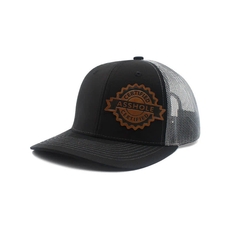 Letter Pattern Brown Leather Label Patch Trucker Hat - Image 10