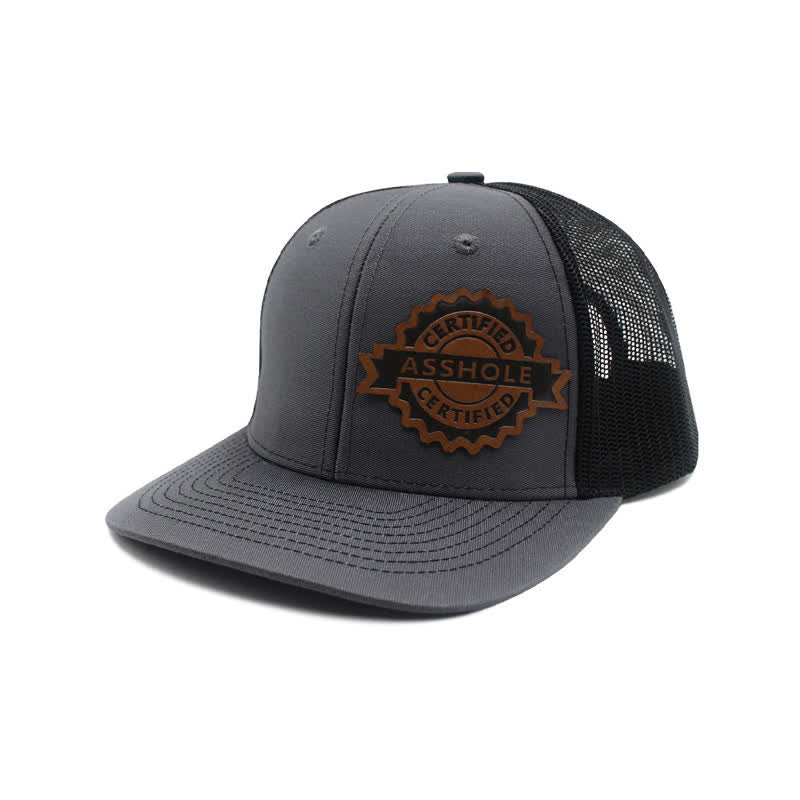 Letter Pattern Brown Leather Label Patch Trucker Hat - Image 11