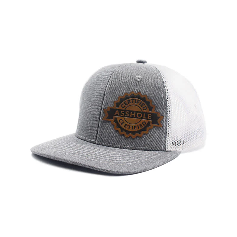 Letter Pattern Brown Leather Label Patch Trucker Hat - Image 12