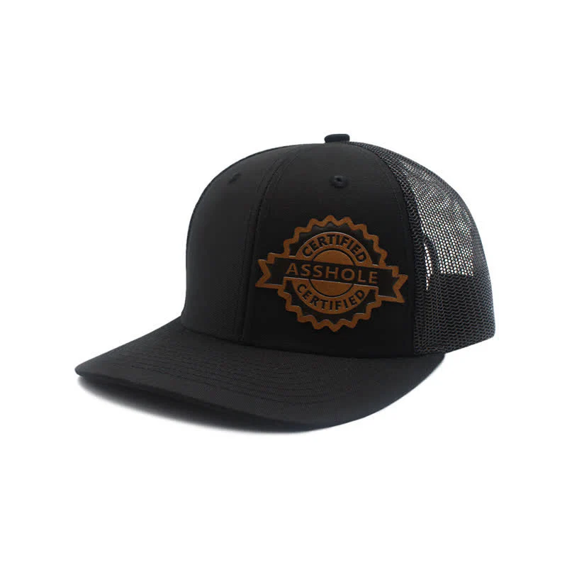 Letter Pattern Brown Leather Label Patch Trucker Hat - Image 14