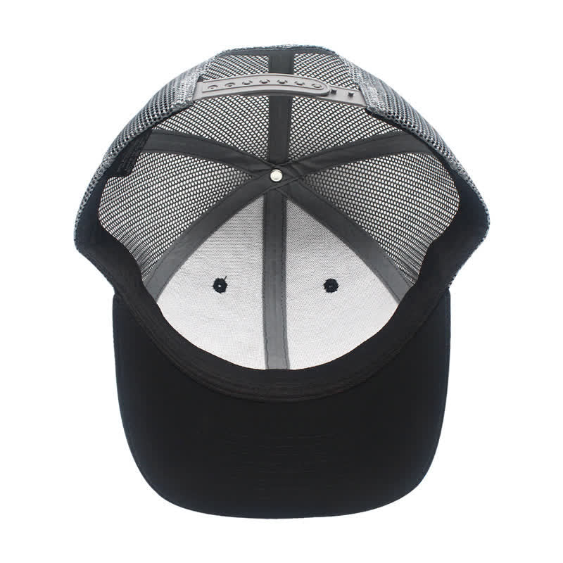 Letter Pattern Brown Leather Label Patch Trucker Hat - Image 4