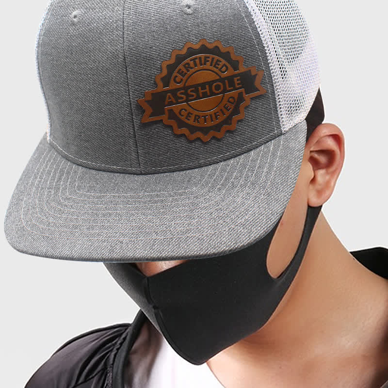 Letter Pattern Brown Leather Label Patch Trucker Hat - Image 8