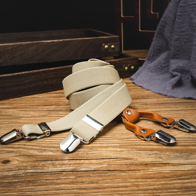 Light Khaki Best Man Y-back Elastic Suspenders - Image 3