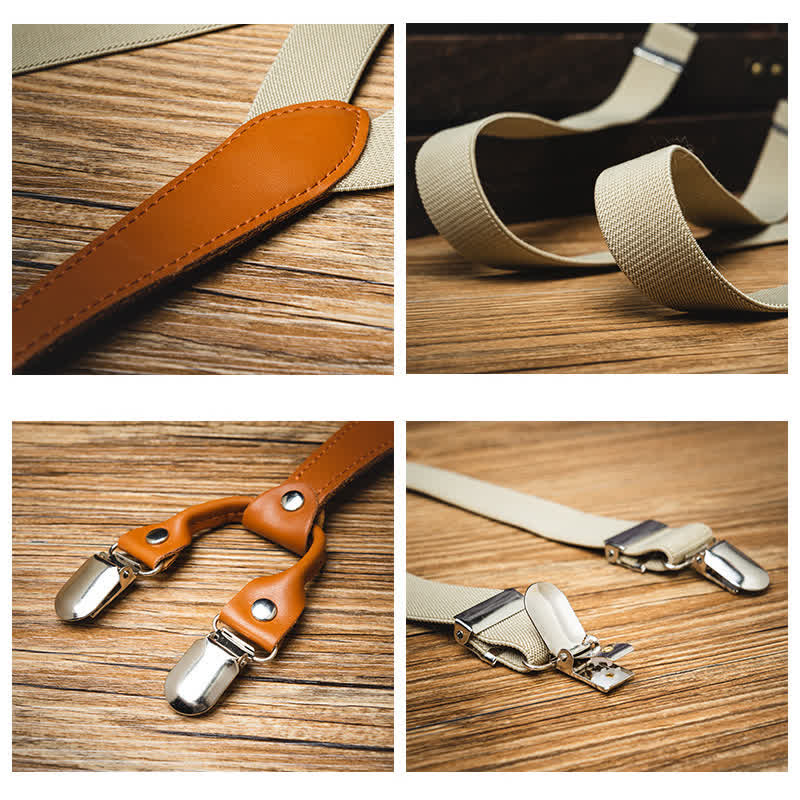 Light Khaki Best Man Y-back Elastic Suspenders - Image 4