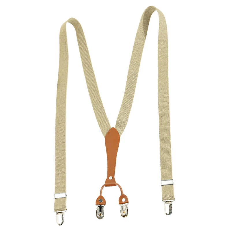 Light Khaki Best Man Y-back Elastic Suspenders - Image 5