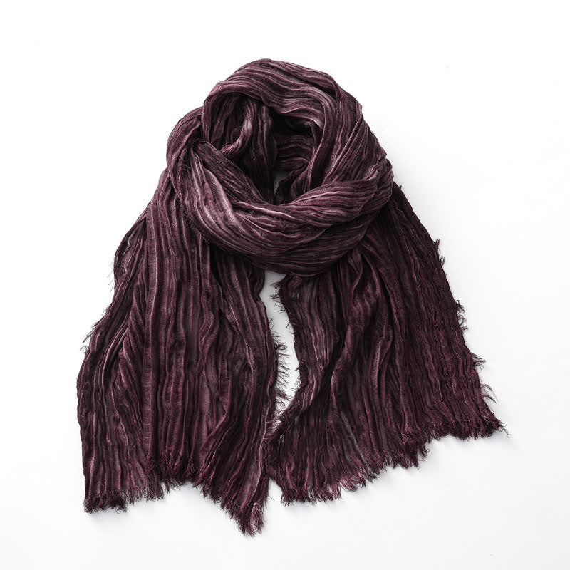 Lightweight Retro Hand-Stained Solid Color Crinkle Scarf - Image 13