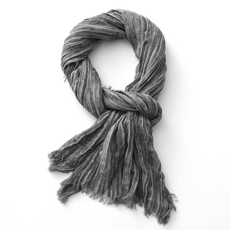 Lightweight Retro Hand-Stained Solid Color Crinkle Scarf - Image 6