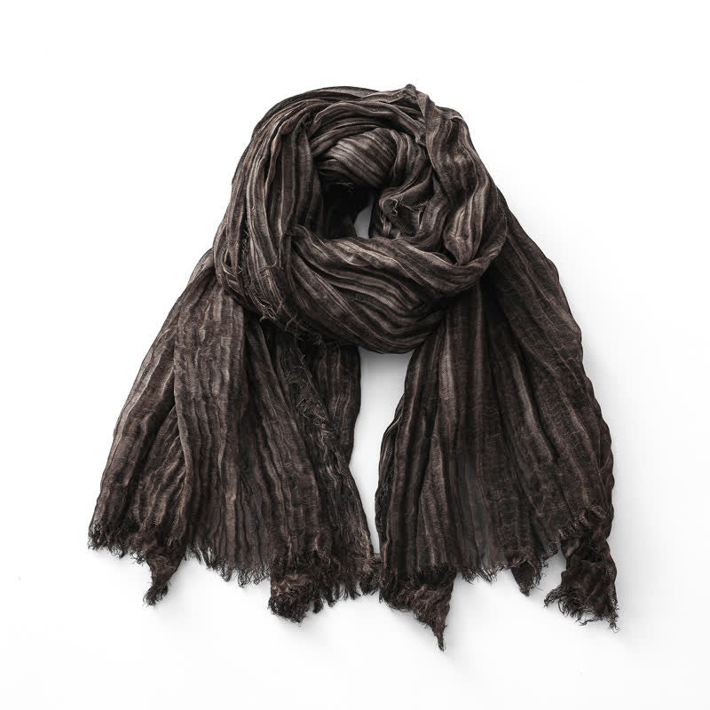 Lightweight Retro Hand-Stained Solid Color Crinkle Scarf - Image 7