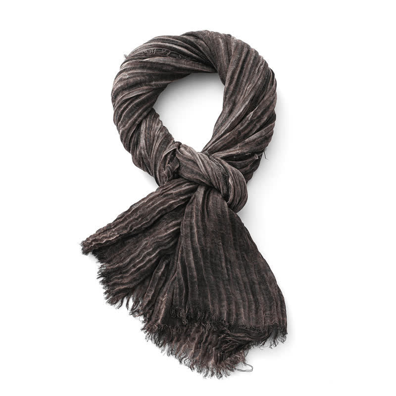 Lightweight Retro Hand-Stained Solid Color Crinkle Scarf - Image 8
