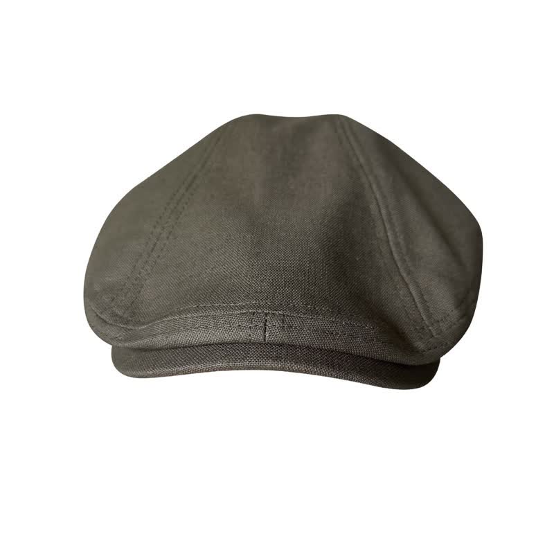 Linen Army Green Breathable Beret Flat Cap - Image 2