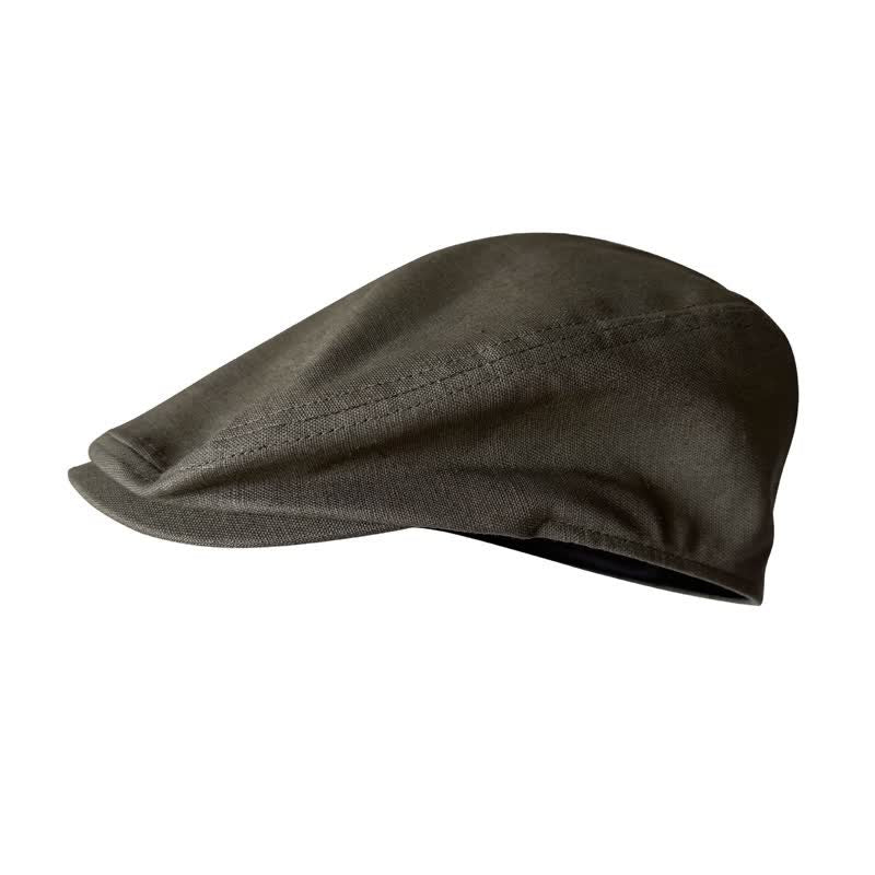 Linen Army Green Breathable Beret Flat Cap - Image 4