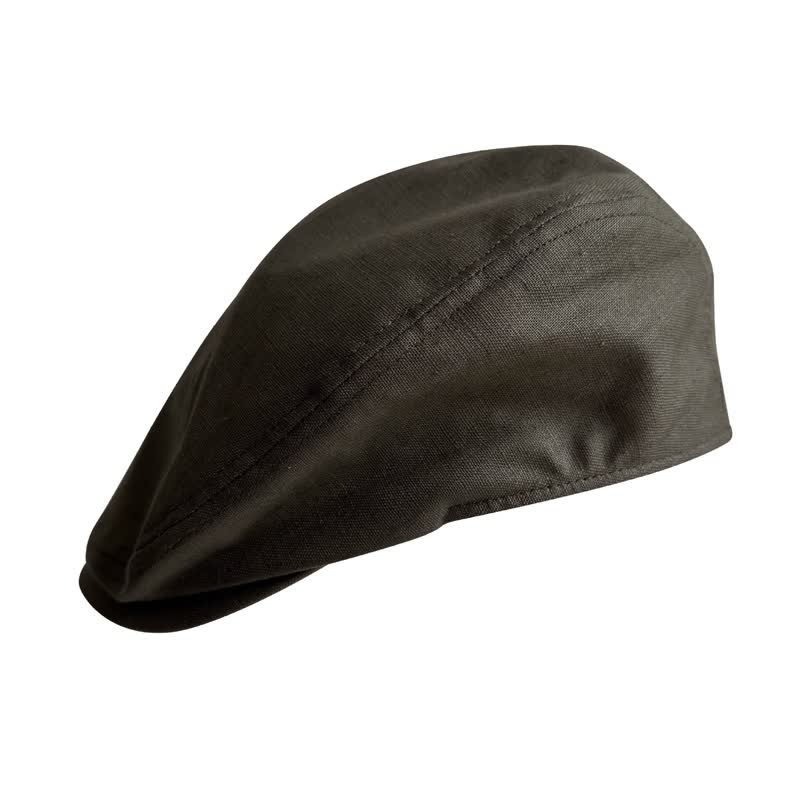 Linen Army Green Breathable Beret Flat Cap - Image 5