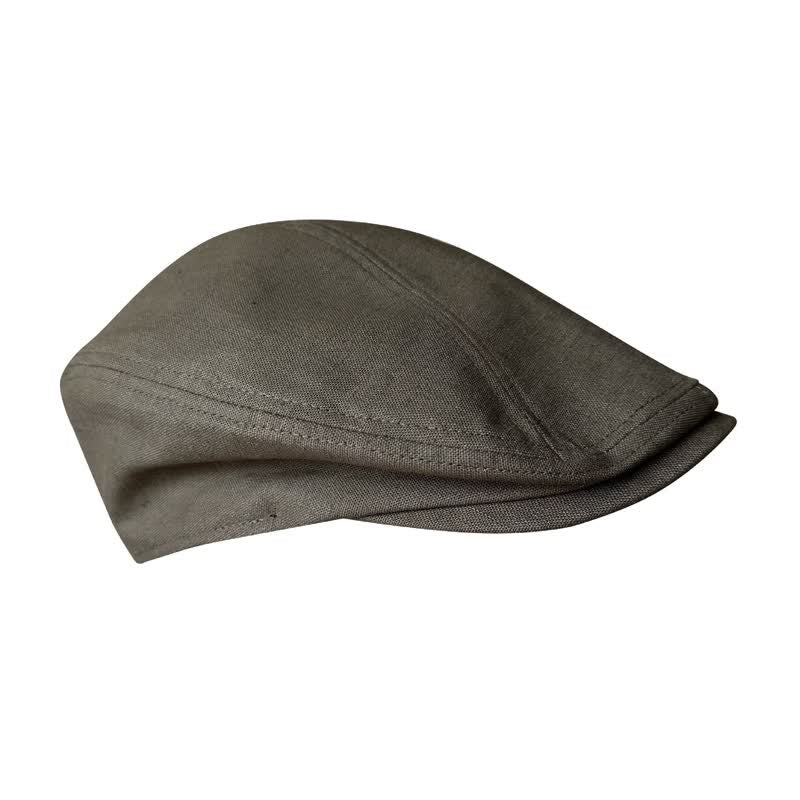 Linen Army Green Breathable Beret Flat Cap - Image 7