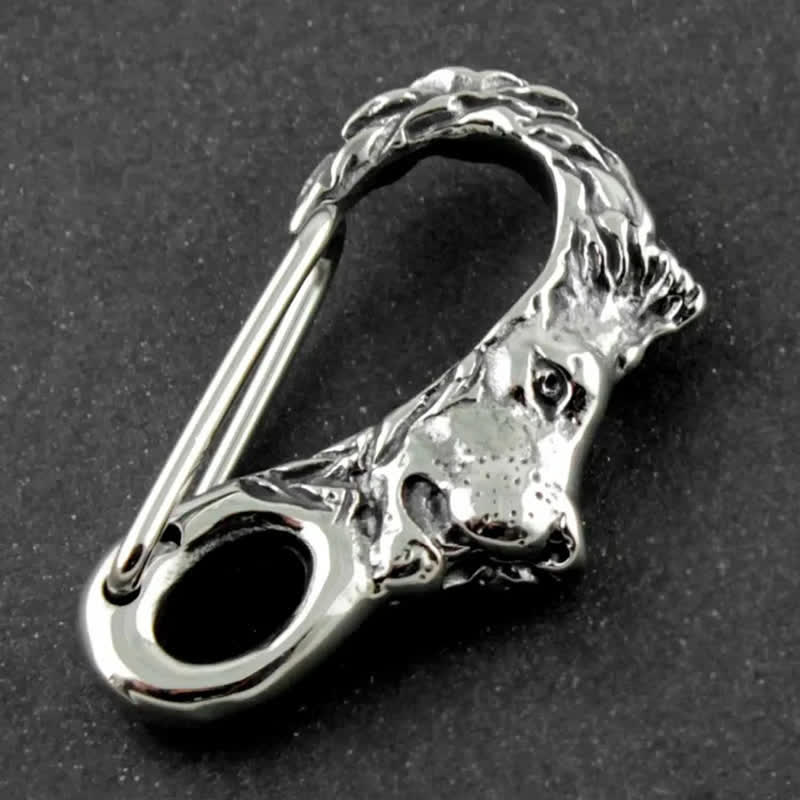 Lion Head Spring Snap Clip Hook Metal Keychain - Image 2