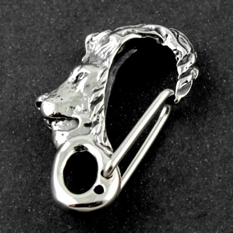 Lion Head Spring Snap Clip Hook Metal Keychain - Image 3
