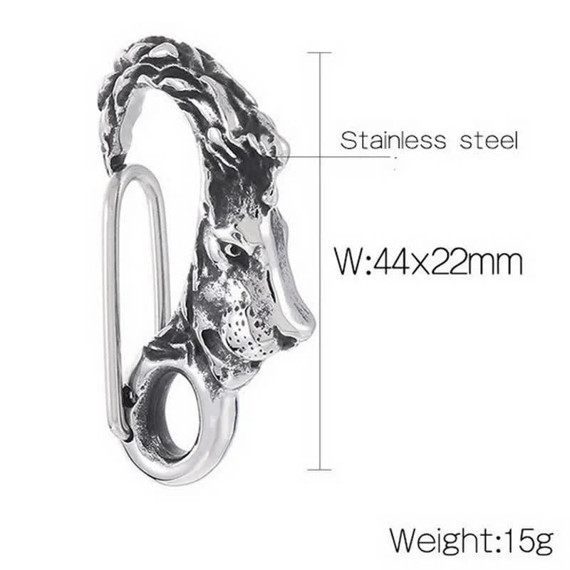 Lion Head Spring Snap Clip Hook Metal Keychain - Image 4