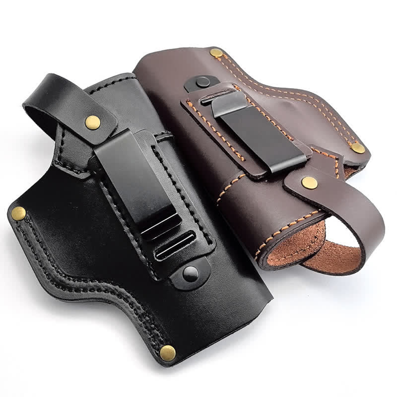 Lion Rivet Leather Holster With Retention Strap Belt Bag - Image 2