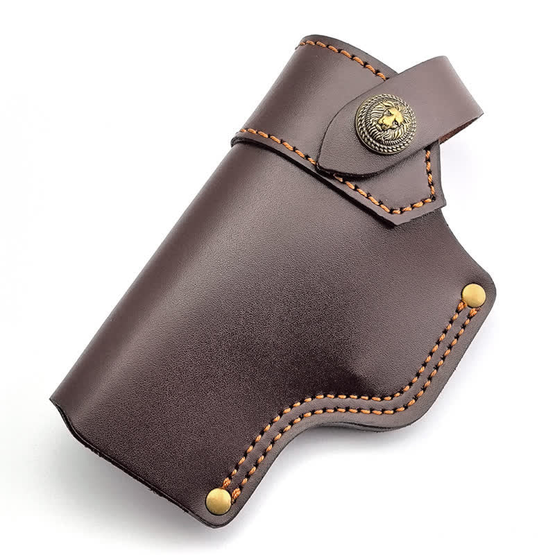 Lion Rivet Leather Holster With Retention Strap Belt Bag - Image 3