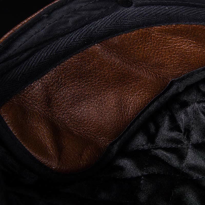 Literary Octagonal Genuine Leather Beret Cap - Image 11