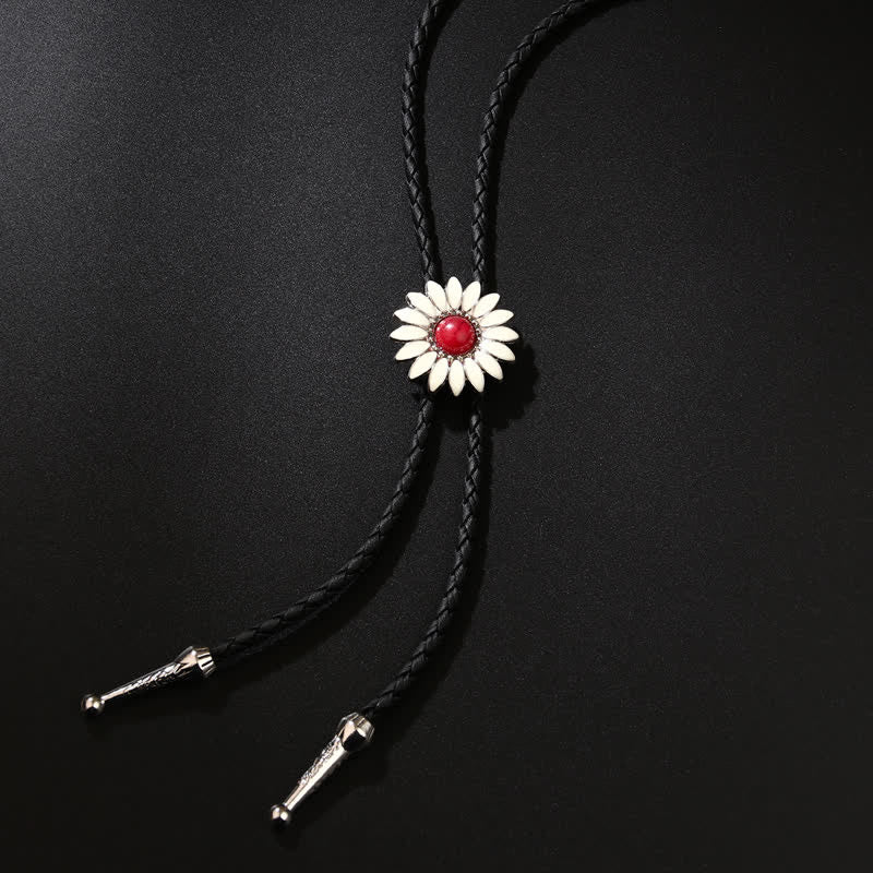 Little Daisy Sunflower Faux Gemstone Pendant Bolo Tie - Image 2