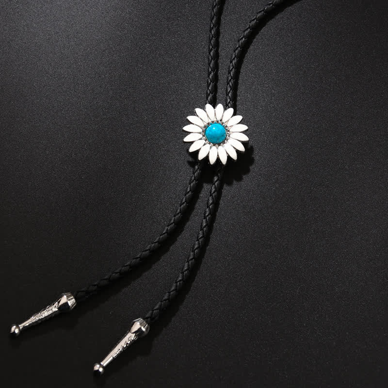 Little Daisy Sunflower Faux Gemstone Pendant Bolo Tie - Image 3