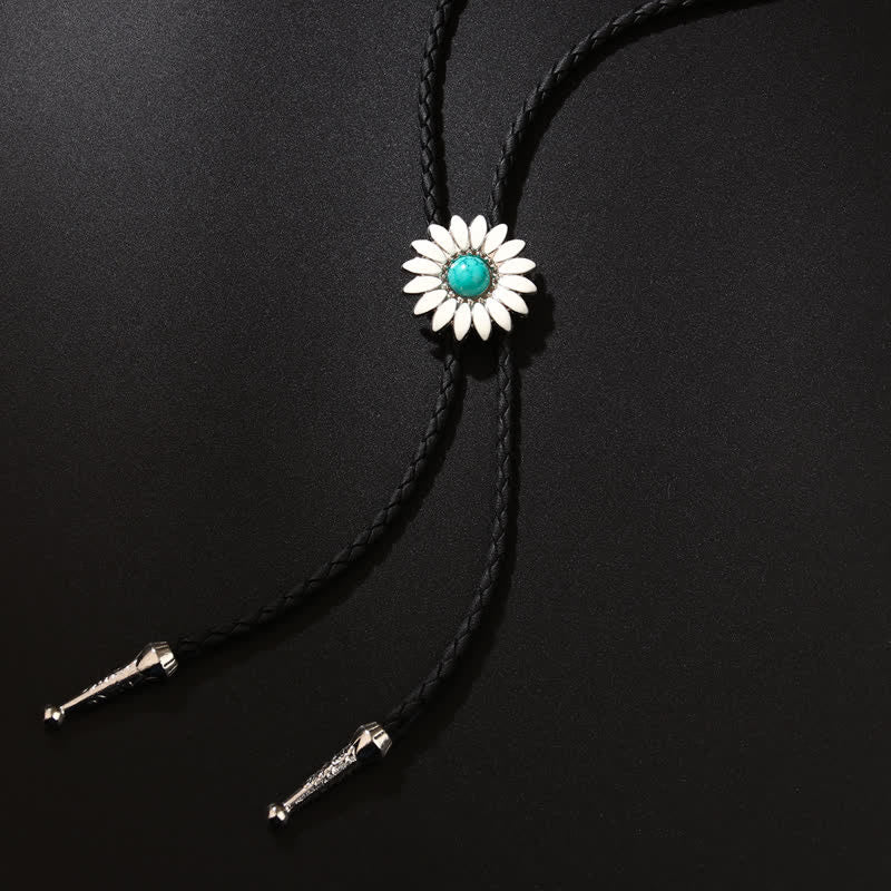 Little Daisy Sunflower Faux Gemstone Pendant Bolo Tie - Image 4