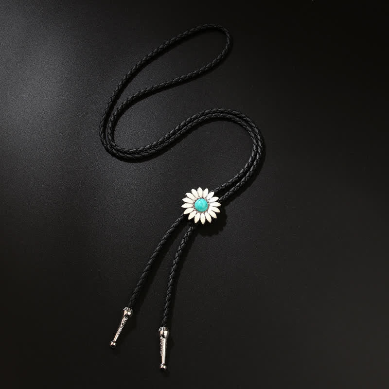 Little Daisy Sunflower Faux Gemstone Pendant Bolo Tie - Image 5