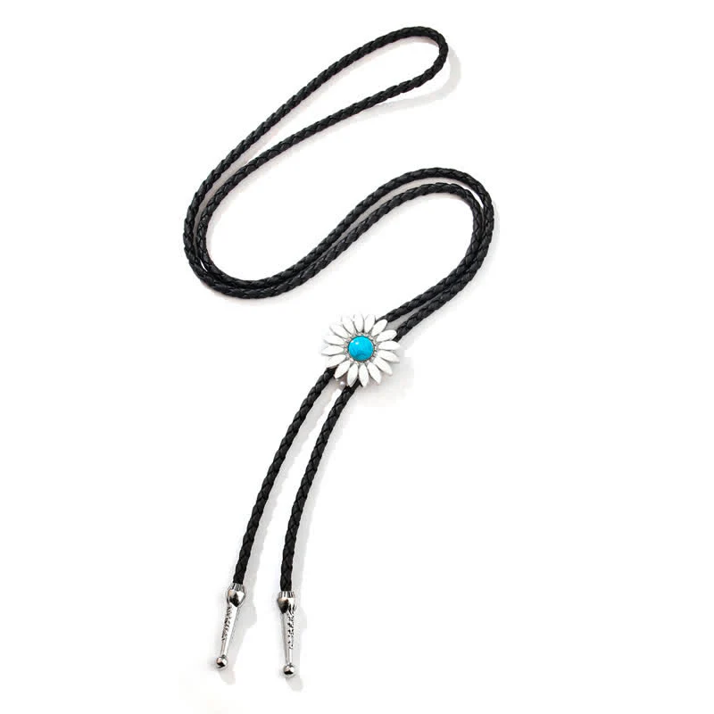 Little Daisy Sunflower Faux Gemstone Pendant Bolo Tie - Image 7