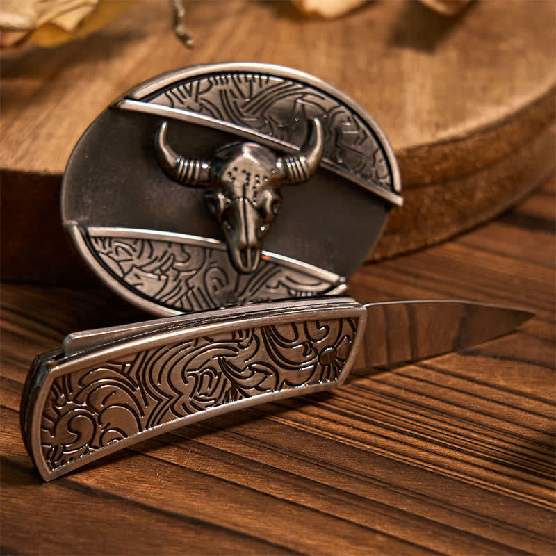 Longhorn Bull DIY Hidden Knife Belt Buckle Pendant Ring Bundle Set - Image 5