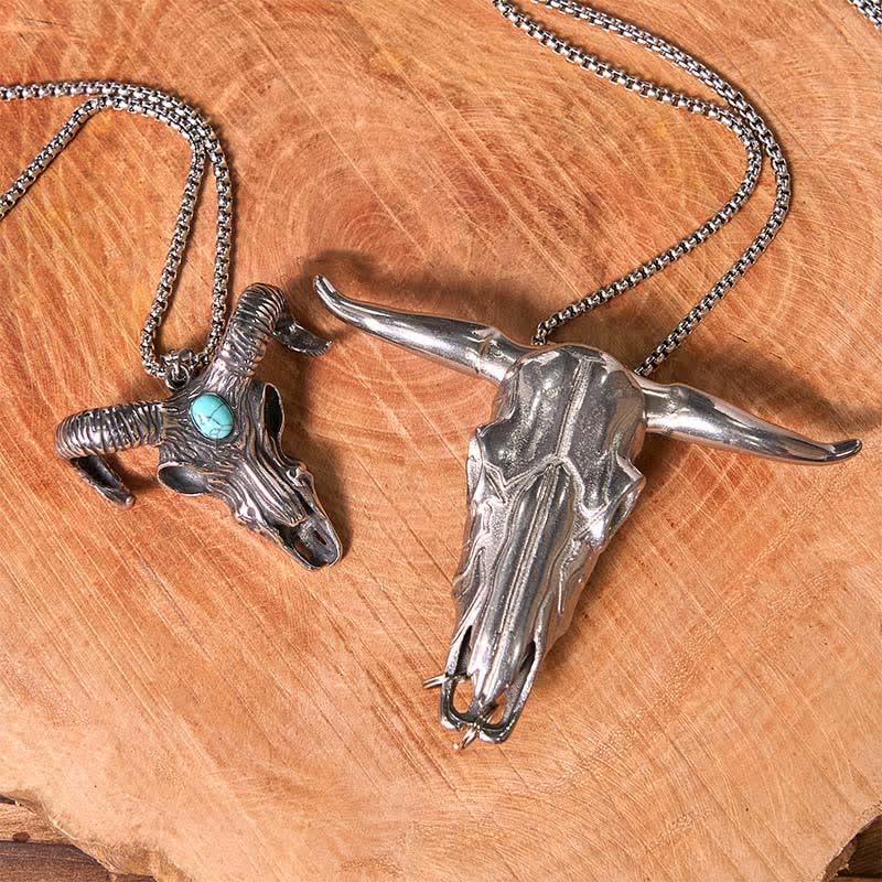 Longhorn Bull Pendant Turquoise Ram Horn Head Necklace Bundle Set - Image 5